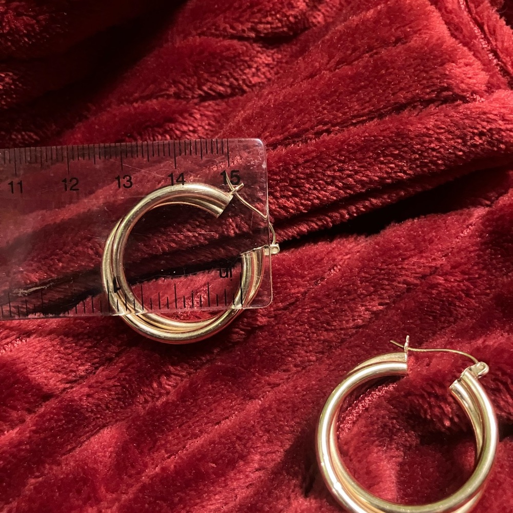 Chic 14k Solid Gold Hoop Earrings - image 3